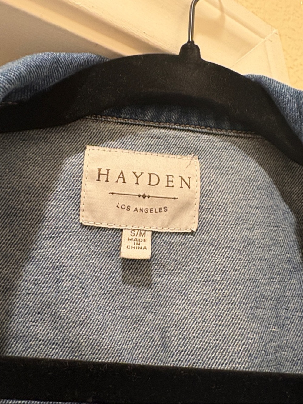 Hayden Blue Ruffle short sleeve women’s denim jacket, size small/medium - Picture 2 of 2